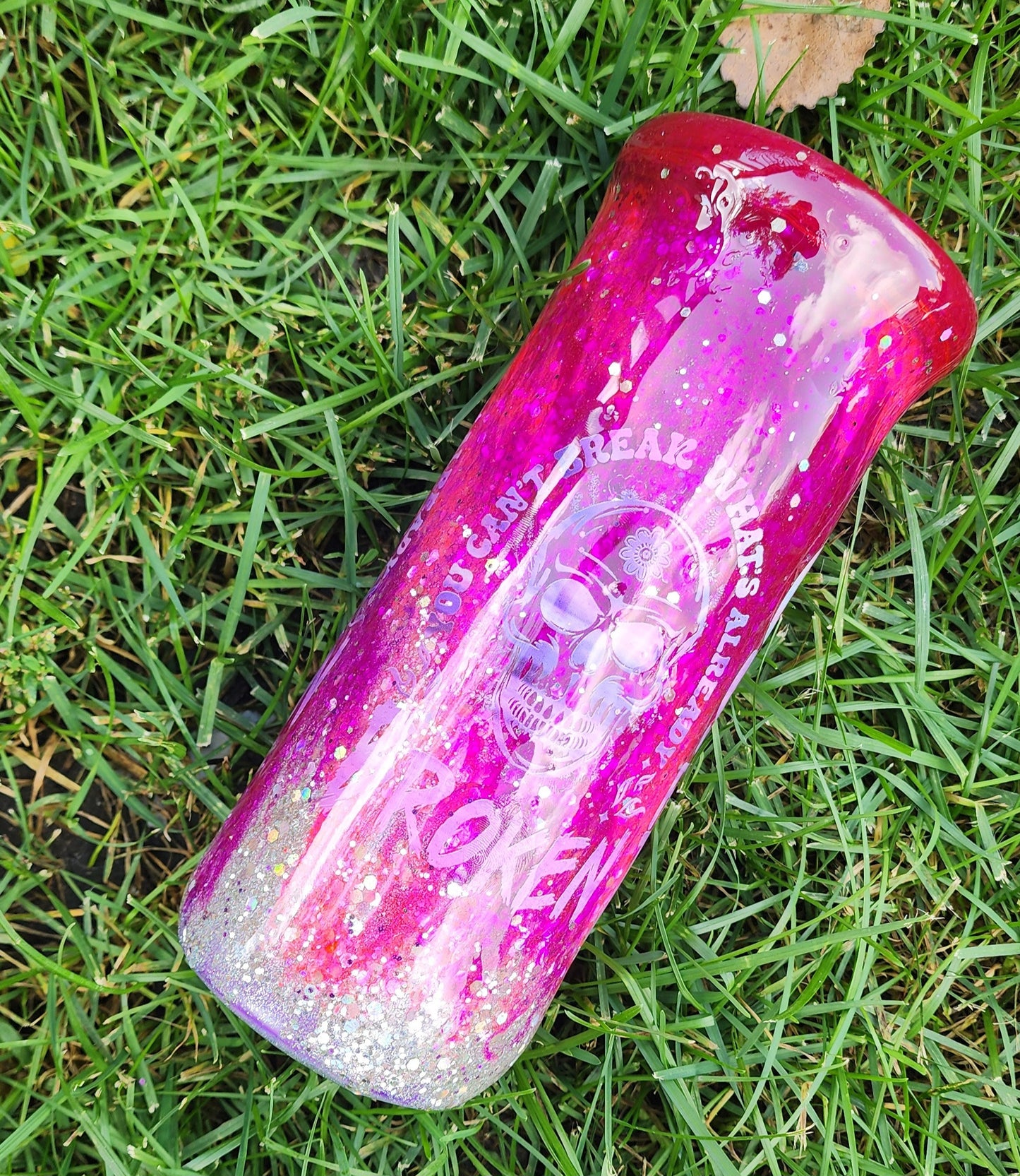 💖 Calm Your Fucking Tits | Pink Epoxy Swirl Tumbler | 20oz/30oz Stainless Steel Glitter Cup | You Can't Break What's Already Broken
