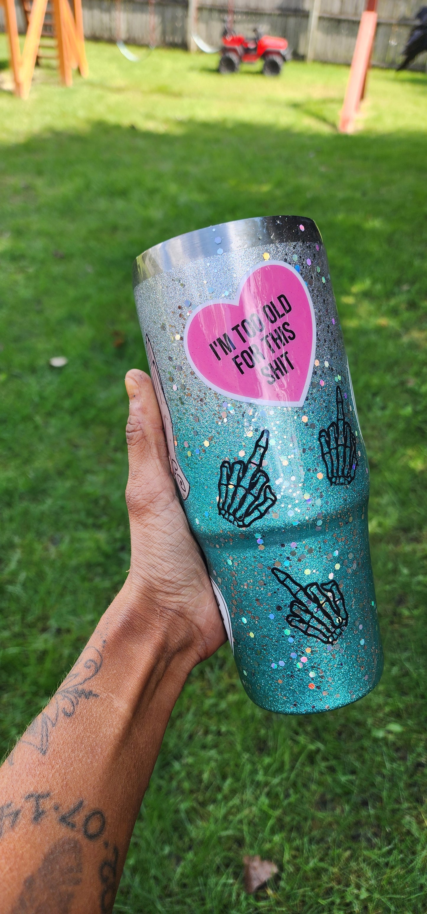 ✨ I See Through Your Bullshit Crystal Ball | 30oz Blue & Silver Glitter Epoxy Tumbler | Mystical Sarcasm Cup