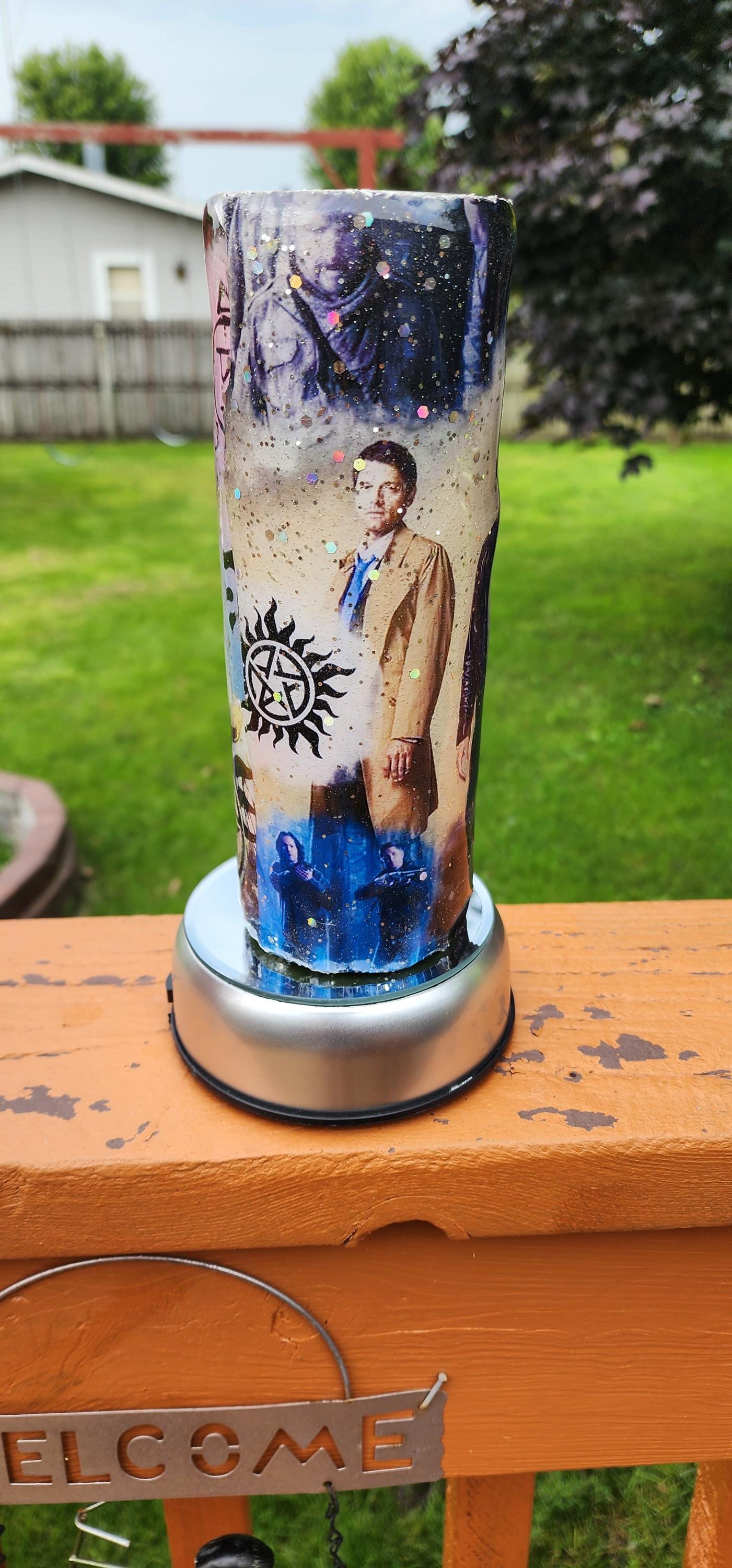 Supernatural Glitter Epoxy Tumbler: Handmade TV Show Fan Gift