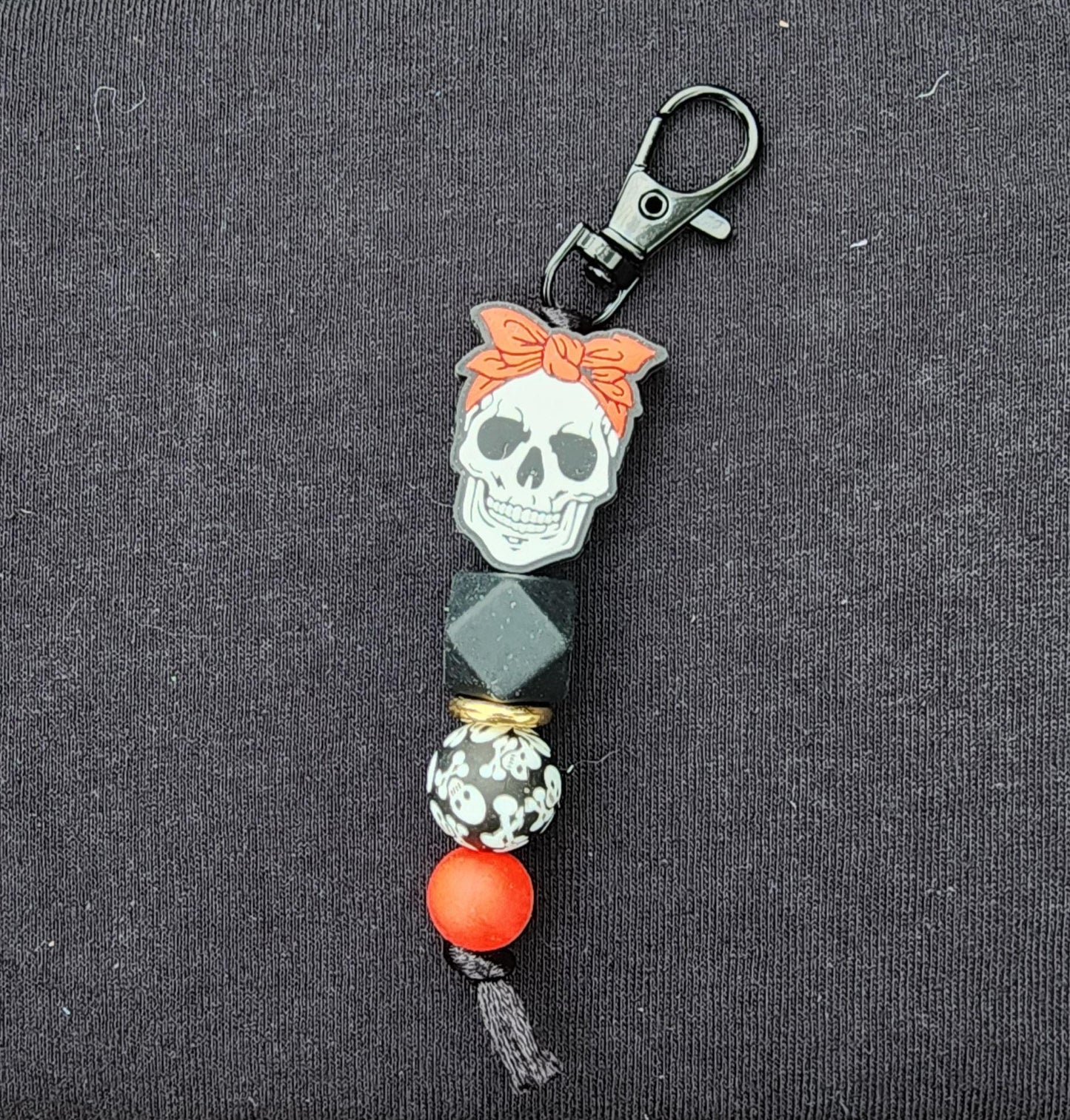 Handmade Skull Keychain: Bandana Charm