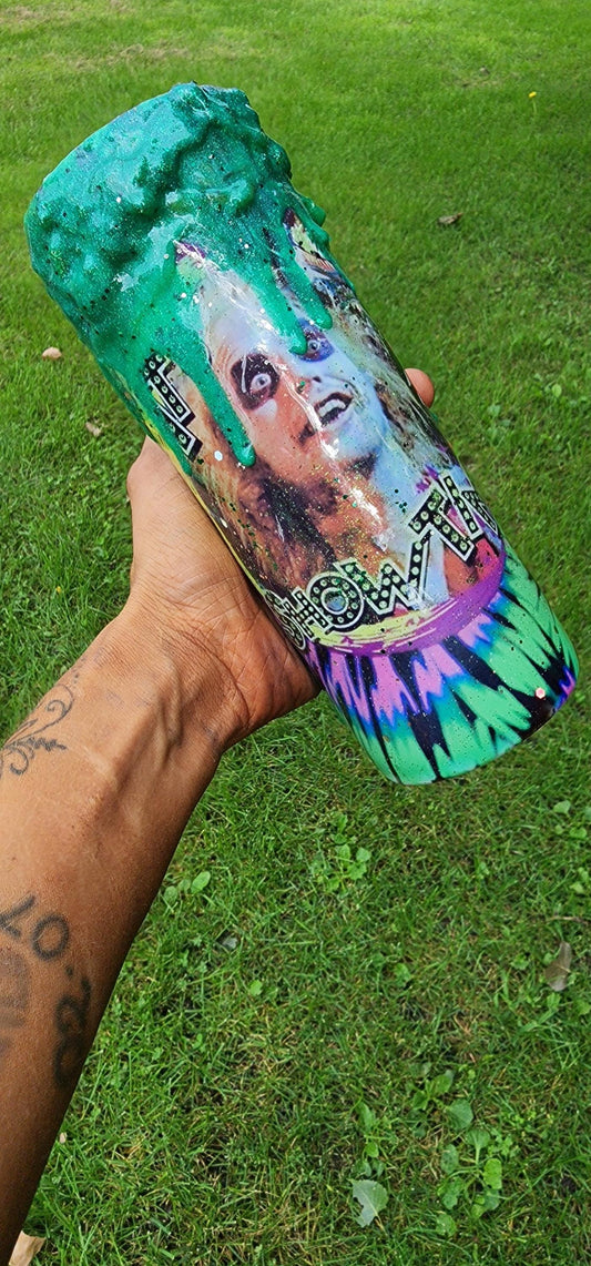 Tie-Dye Beetle Juice Epoxy Tumbler With Green Drip