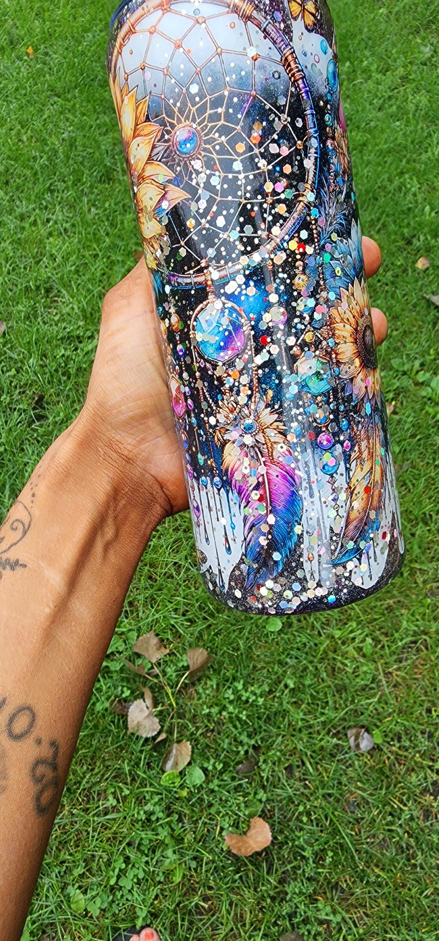 Handmade Dream Catcher Tumbler: Boho Glitter Stainless Steel Travel Mug