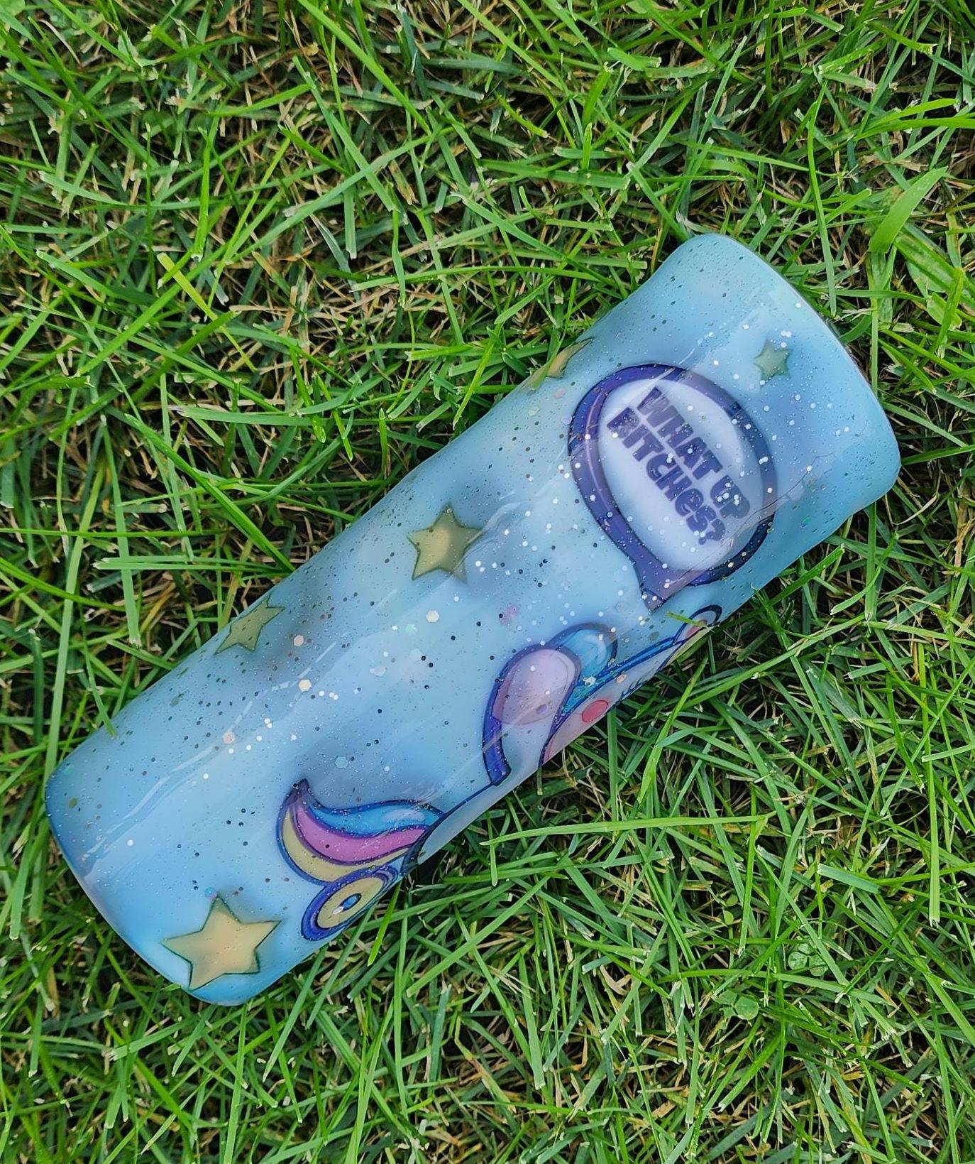 Unicorn Tricycle Tumbler: 3D Blue Epoxy Stainless Steel Cup