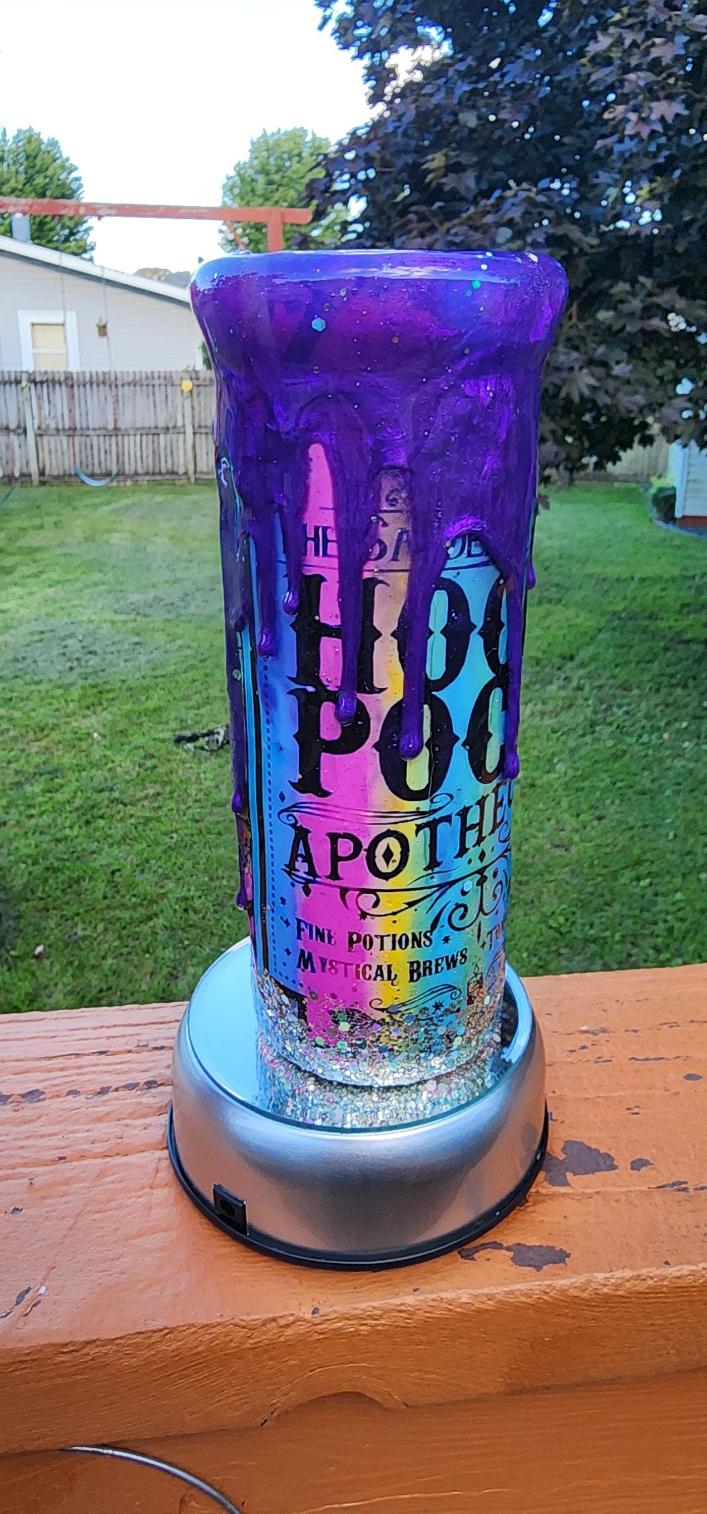 Spooky Season Epoxy Tumbler: Multicolored Bats & Glittery Halloween Cup