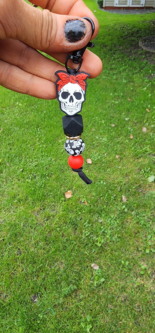 Handmade Skull Keychain: Bandana Charm