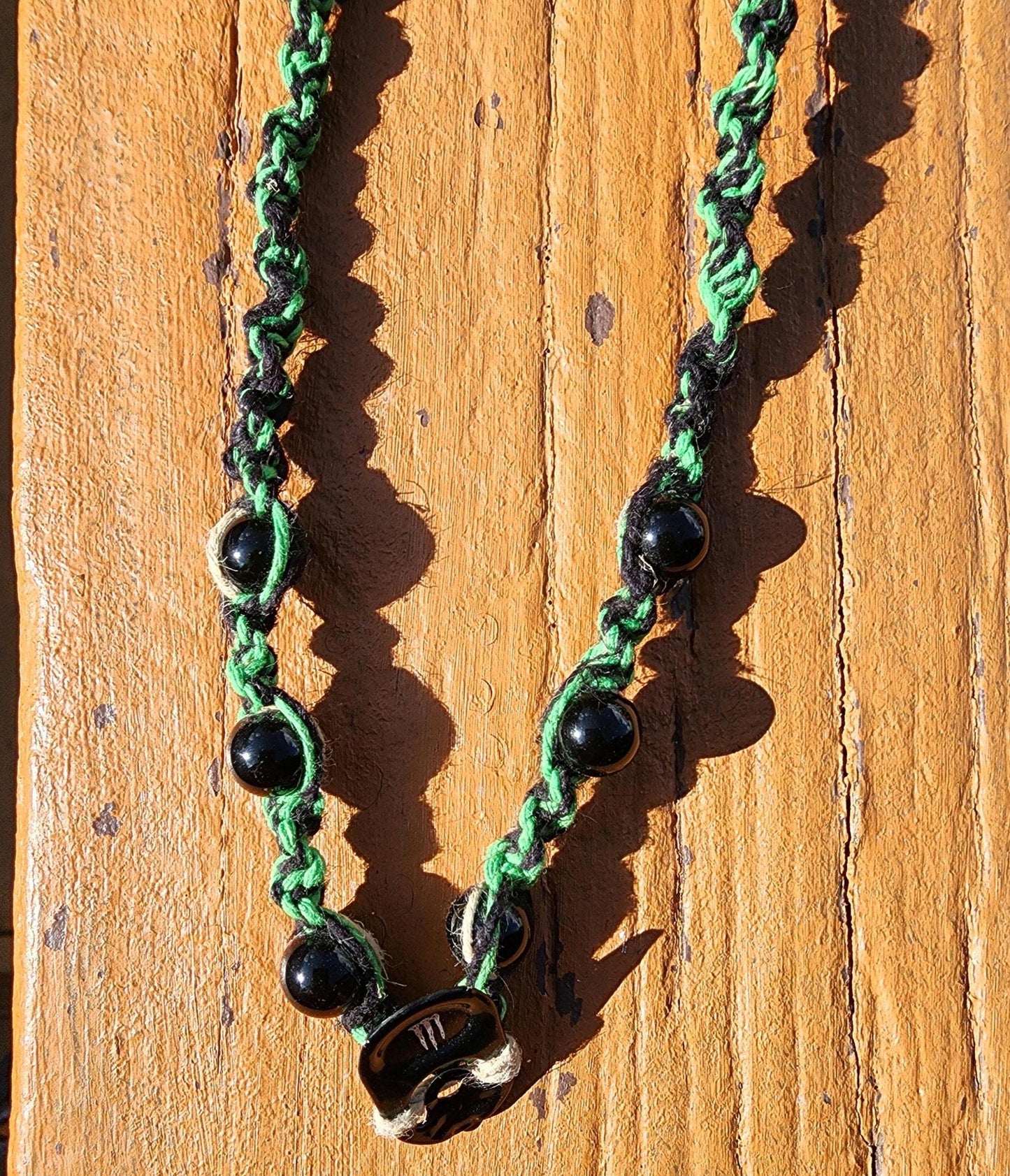 Chaos Gremlin Hemp Necklace: Upcycled Energy Tab, Goblin-Core Style