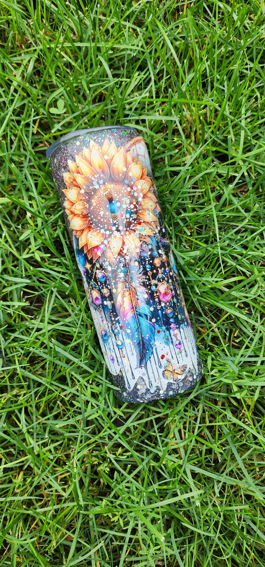 Handmade Dream Catcher Tumbler: Boho Glitter Stainless Steel Travel Mug