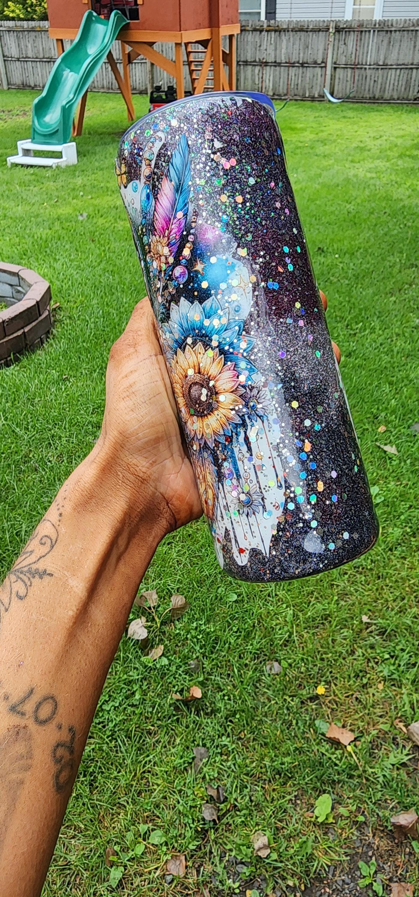 Handmade Dream Catcher Tumbler: Boho Glitter Stainless Steel Travel Mug