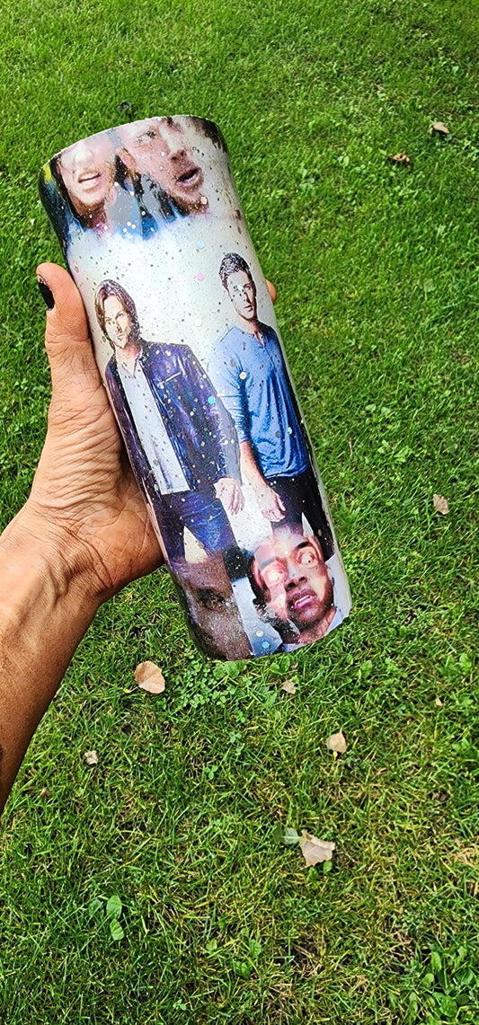 Supernatural Glitter Epoxy Tumbler: Handmade TV Show Fan Gift