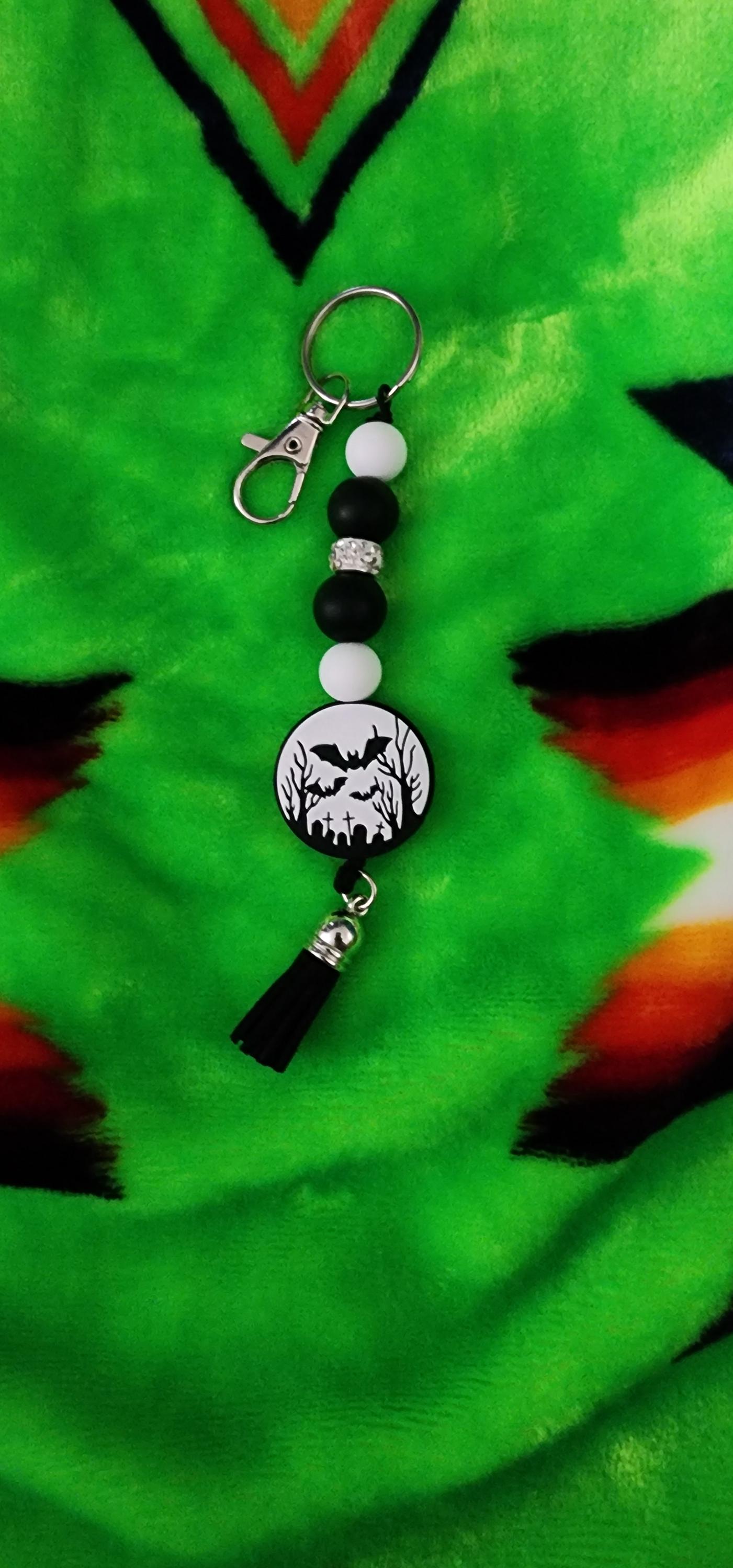 Handmade Graveyard Bat Keychain