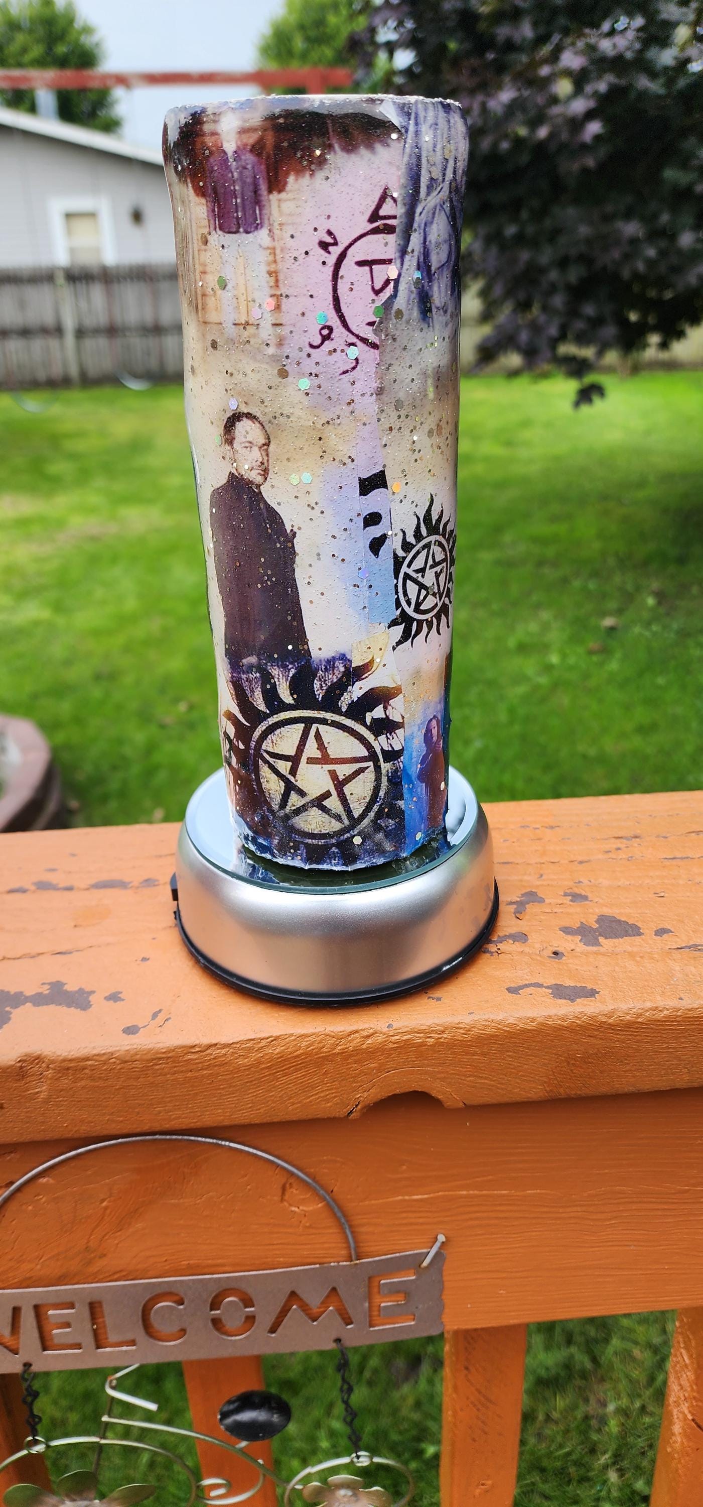 Supernatural Glitter Epoxy Tumbler: Handmade TV Show Fan Gift