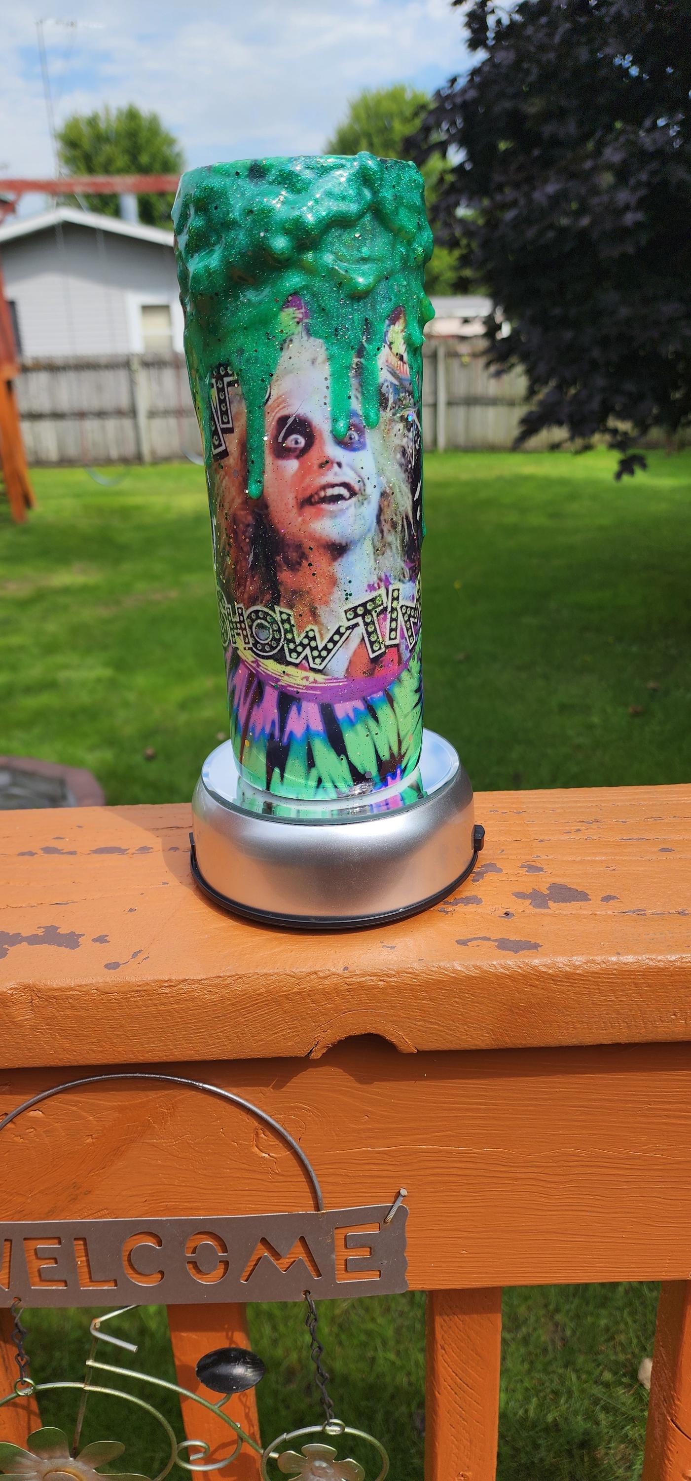 Tie-Dye Beetle Juice Epoxy Tumbler With Green Drip
