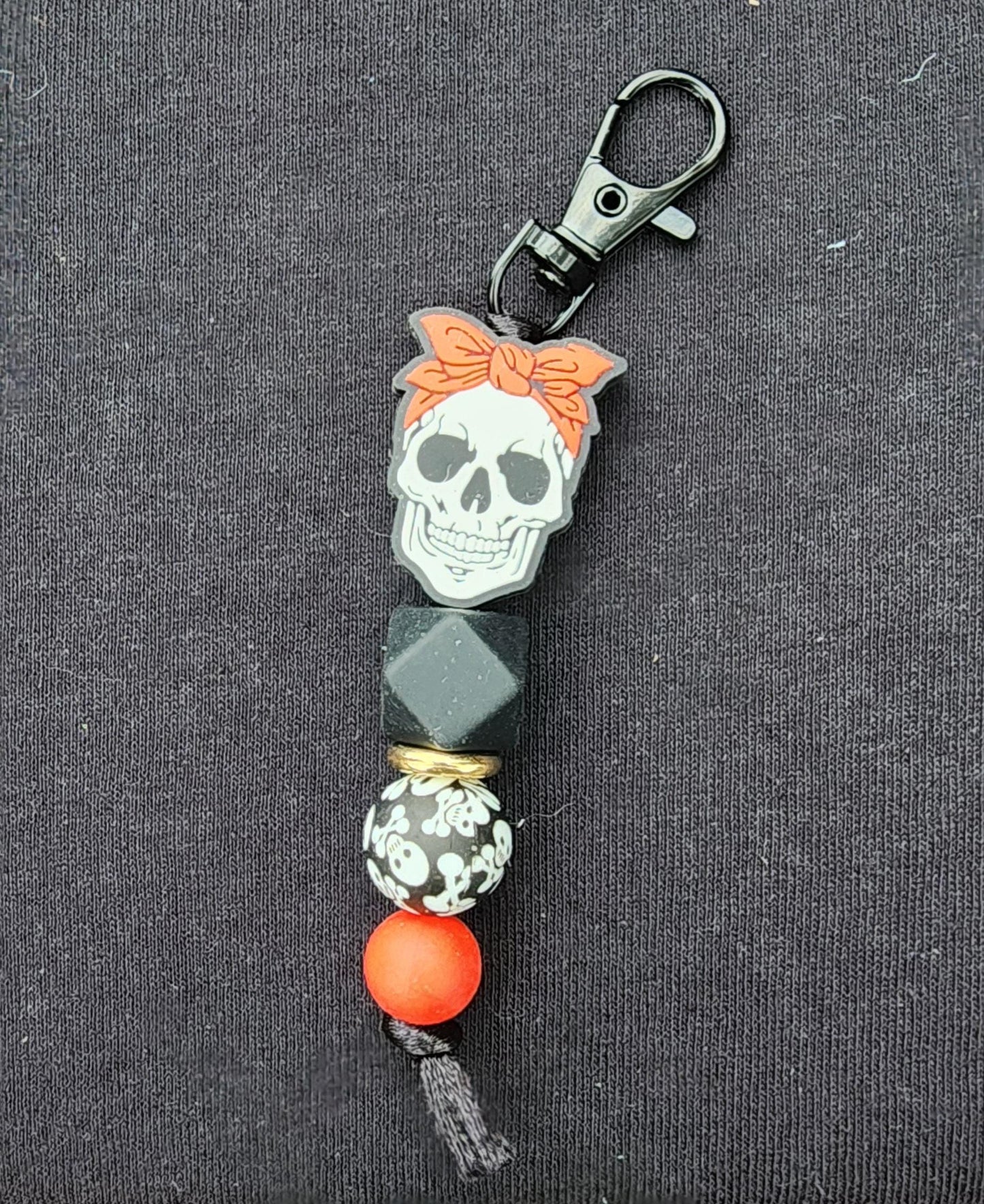 Handmade Skull Keychain: Bandana Charm