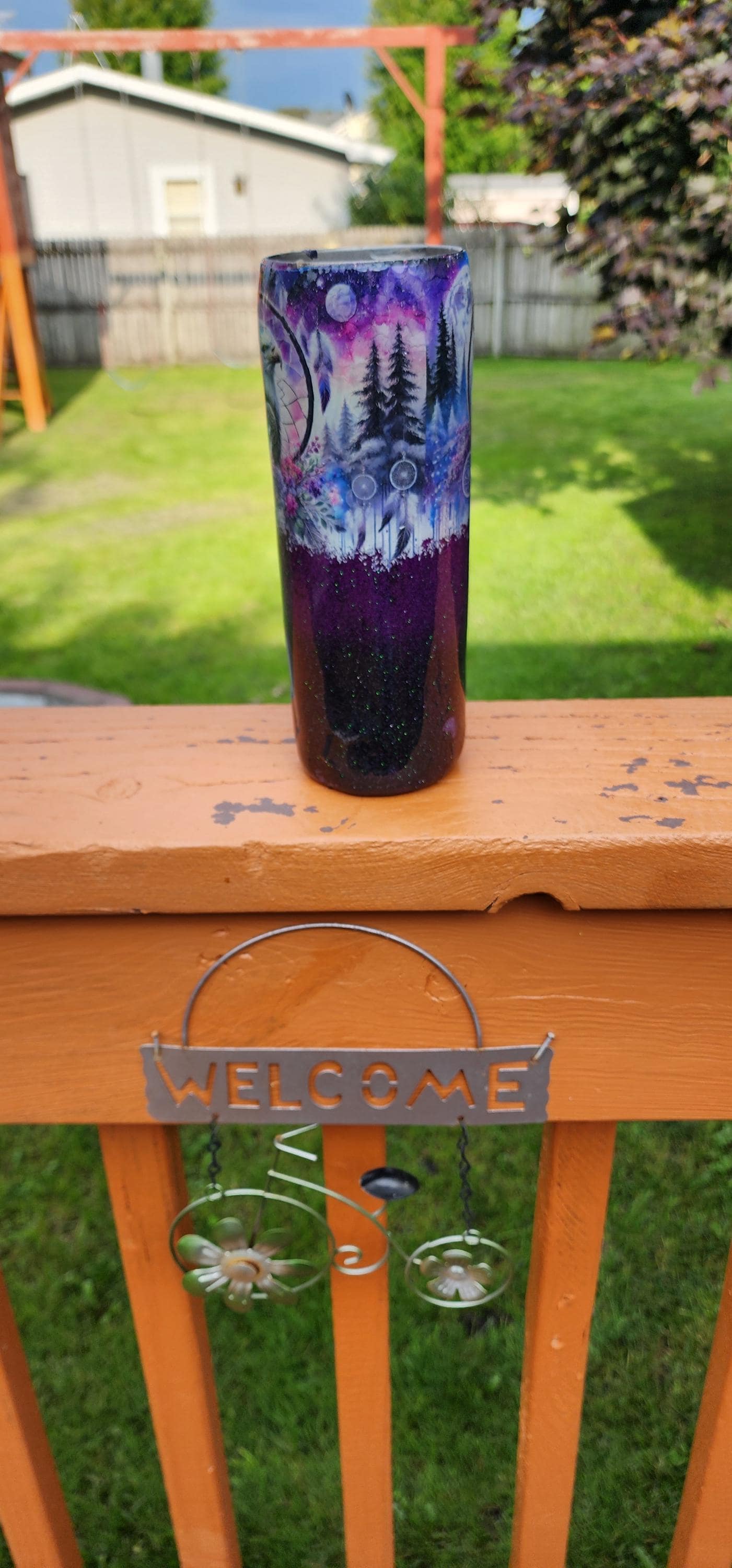 Bear & Eagle Glitter Tumbler: Handmade Epoxy Stainless Steel Cup