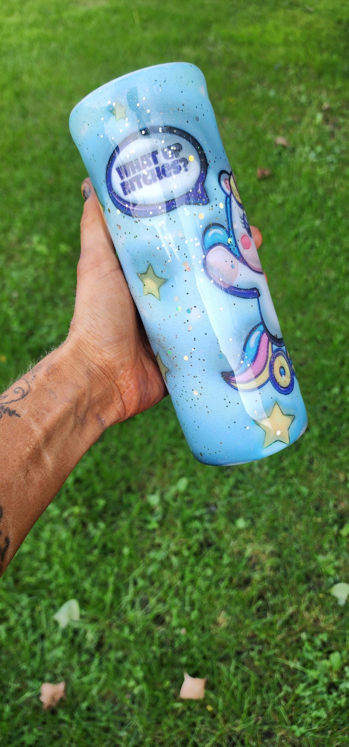 Unicorn Tricycle Tumbler: 3D Blue Epoxy Stainless Steel Cup