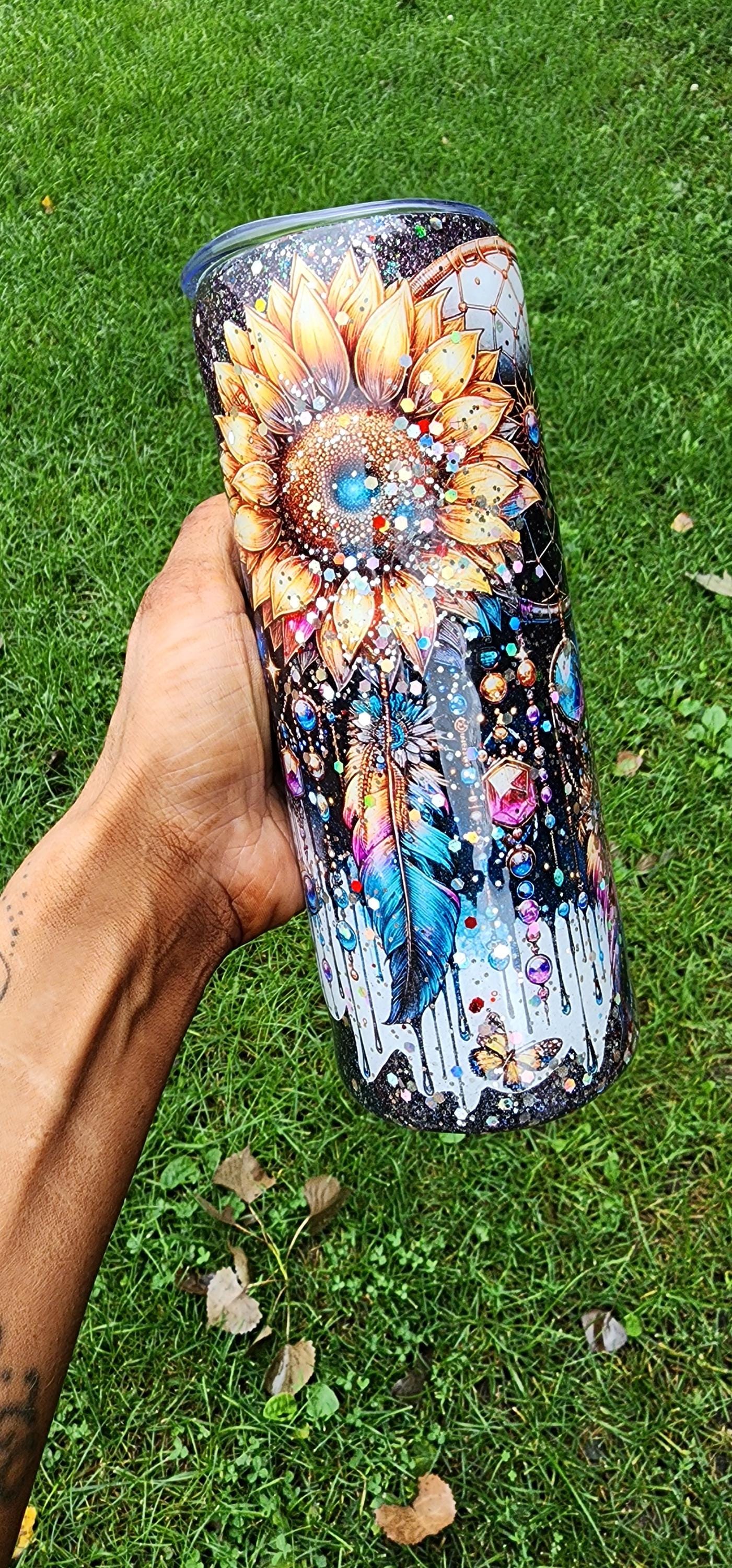 Handmade Dream Catcher Tumbler: Boho Glitter Stainless Steel Travel Mug