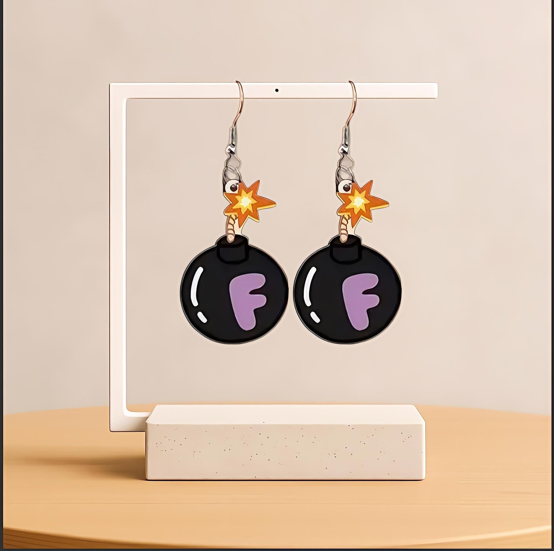 Bold, Blunt and Bomb AF – Unapologetic AF Earrings | Black & Purple F-Bomb Acrylic Dangle Earrings | Sassy Statement Jewelry - Hempin' Mayhem