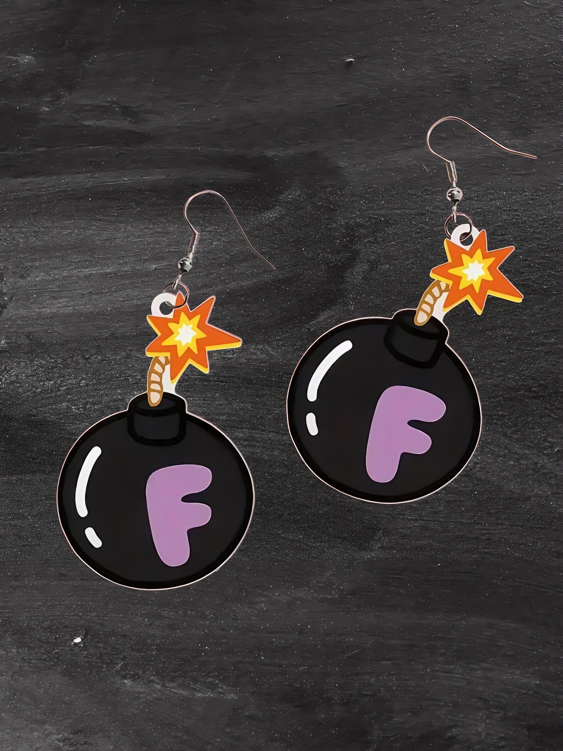 Bold, Blunt and Bomb AF – Unapologetic AF Earrings | Black & Purple F-Bomb Acrylic Dangle Earrings | Sassy Statement Jewelry - Hempin' Mayhem