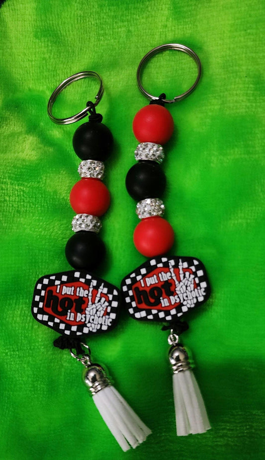 Funny Beaded Keychain: I Put the Hot in Psychotic - Dark Humor Bag Charm