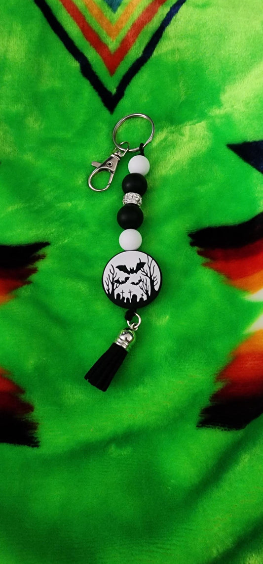 Handmade Graveyard Bat Keychain