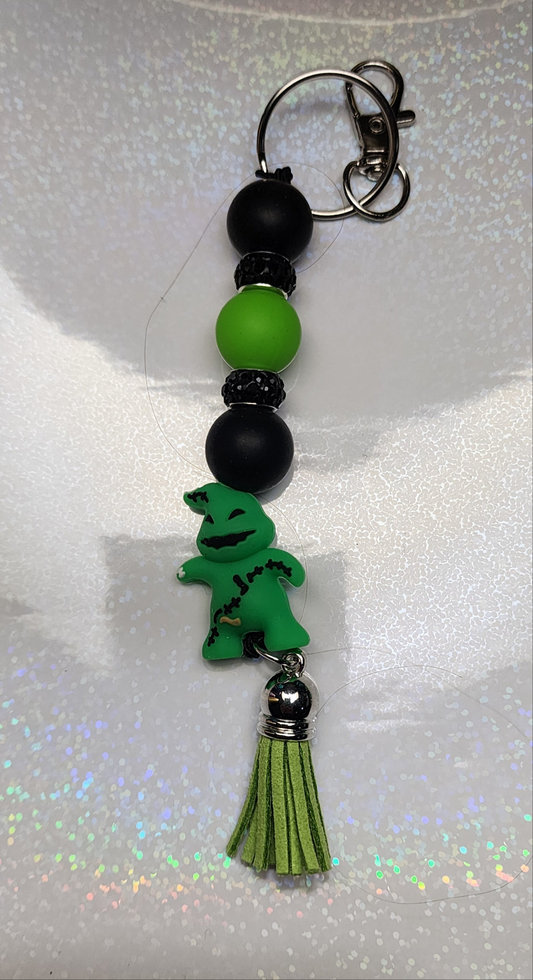 Oogie Boogie Keychain – Green & Black Handmade Halloween Bag Charm, Spooky Tim Burton Accessory