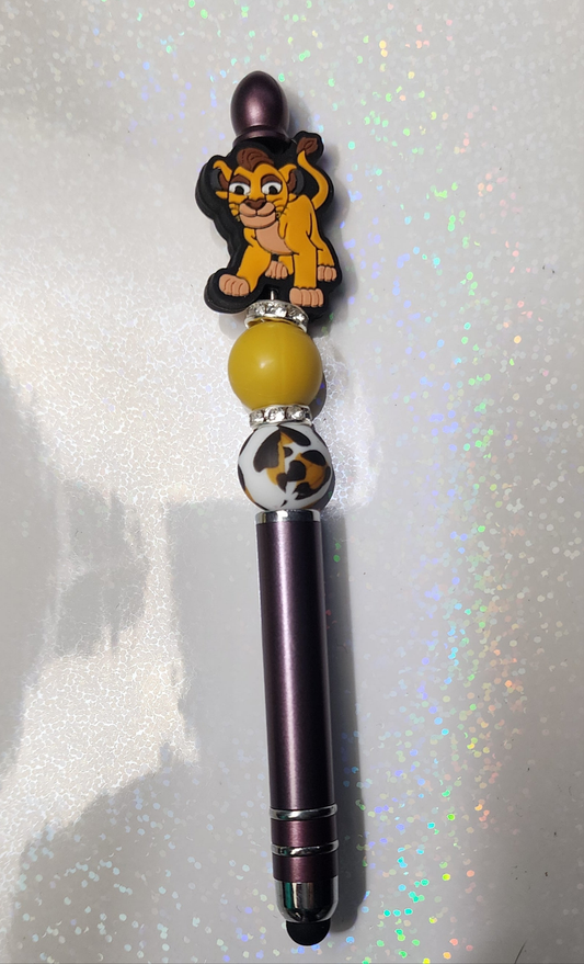 Lion King Simba Beaded Pen - Handmade Decorative Writing Gift, Unique Collectible Accessories for Fans & Kids, Vibrant Character Design
