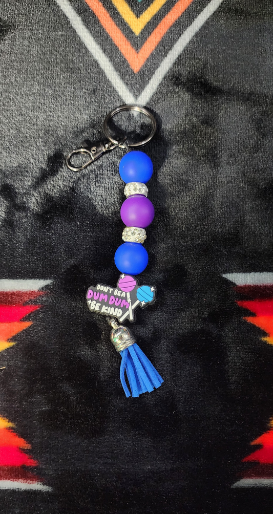 Don't Be a Dum Dum Beaded Keychain | Funny Candy-Inspired Keychain | Cute Gag Gift | Beaded Bag Charm | Sassy Gift for Friends