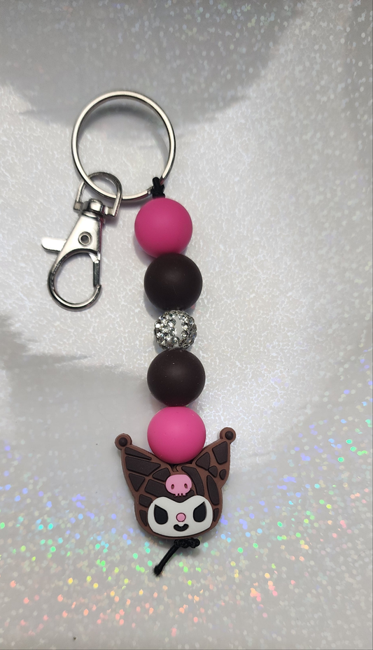 Handmade Hello Kitty Keychain – Pink & White Beaded Charm, Cute Kawaii Accessory