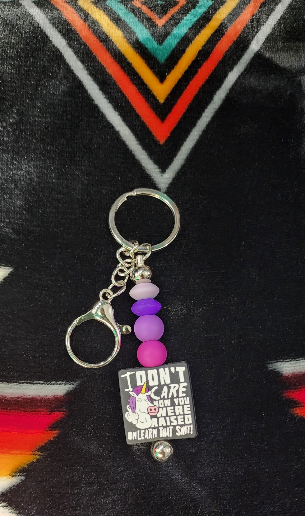 Unicorn Middle Finger Keychain – “I Don’t Care Who Raised You, Unlearn That Sh*t” – Funny Attitude Keychain