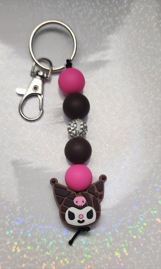 Handmade Hello Kitty Keychain – Pink & White Beaded Charm, Cute Kawaii Accessory