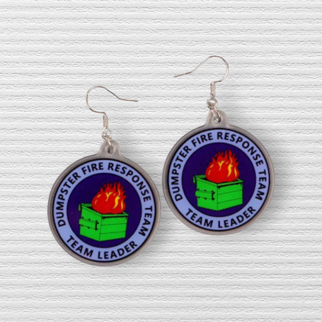 Dumpster Fire Response Team Earrings – Certified Chaos Coordinator - Hempin' Mayhem