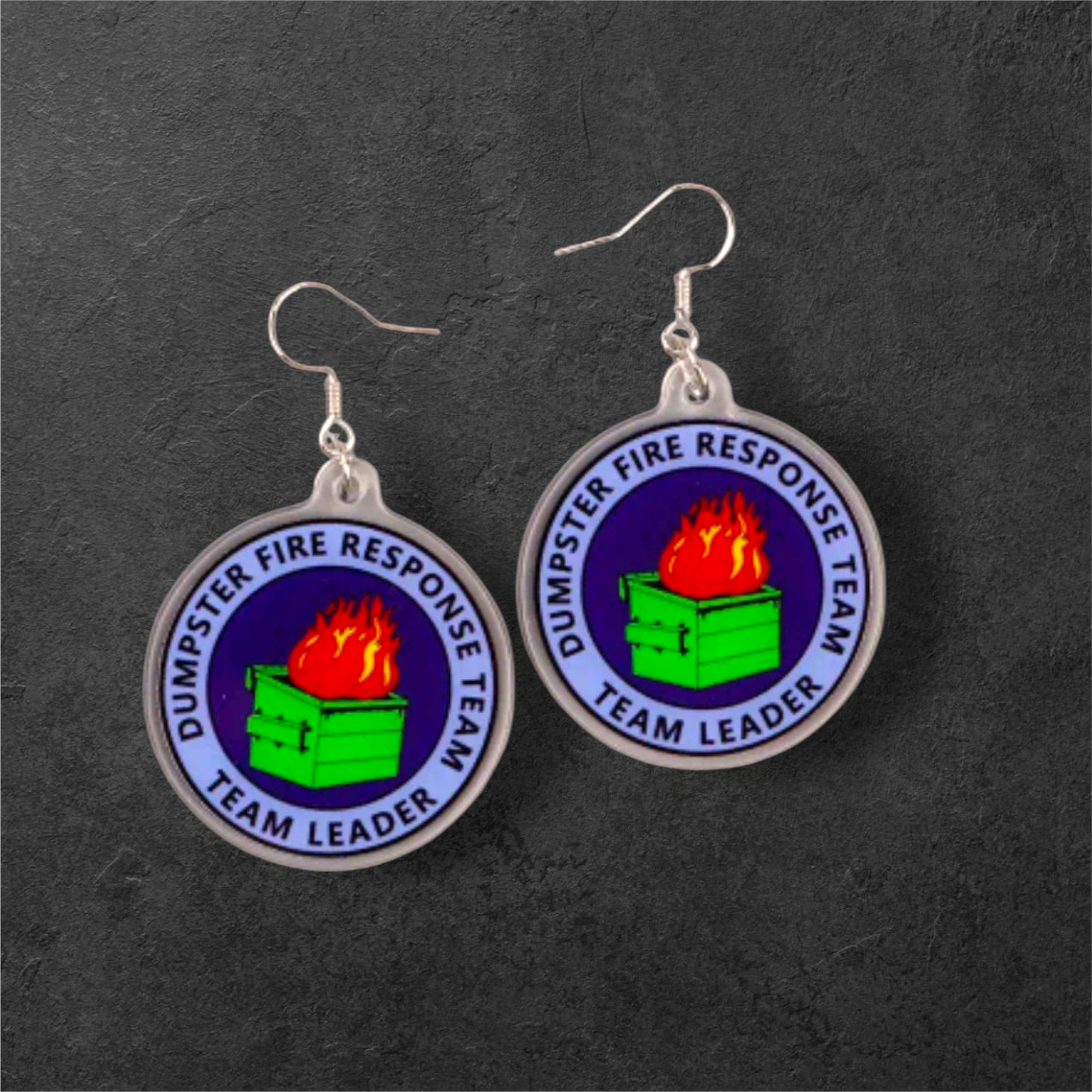 Dumpster Fire Response Team Earrings – Certified Chaos Coordinator - Hempin' Mayhem