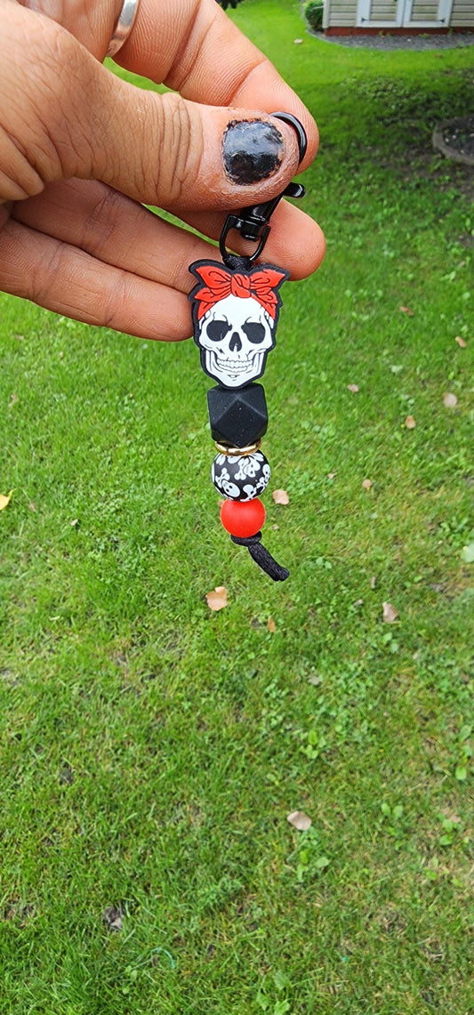 Handmade Skull Keychain: Bandana Charm