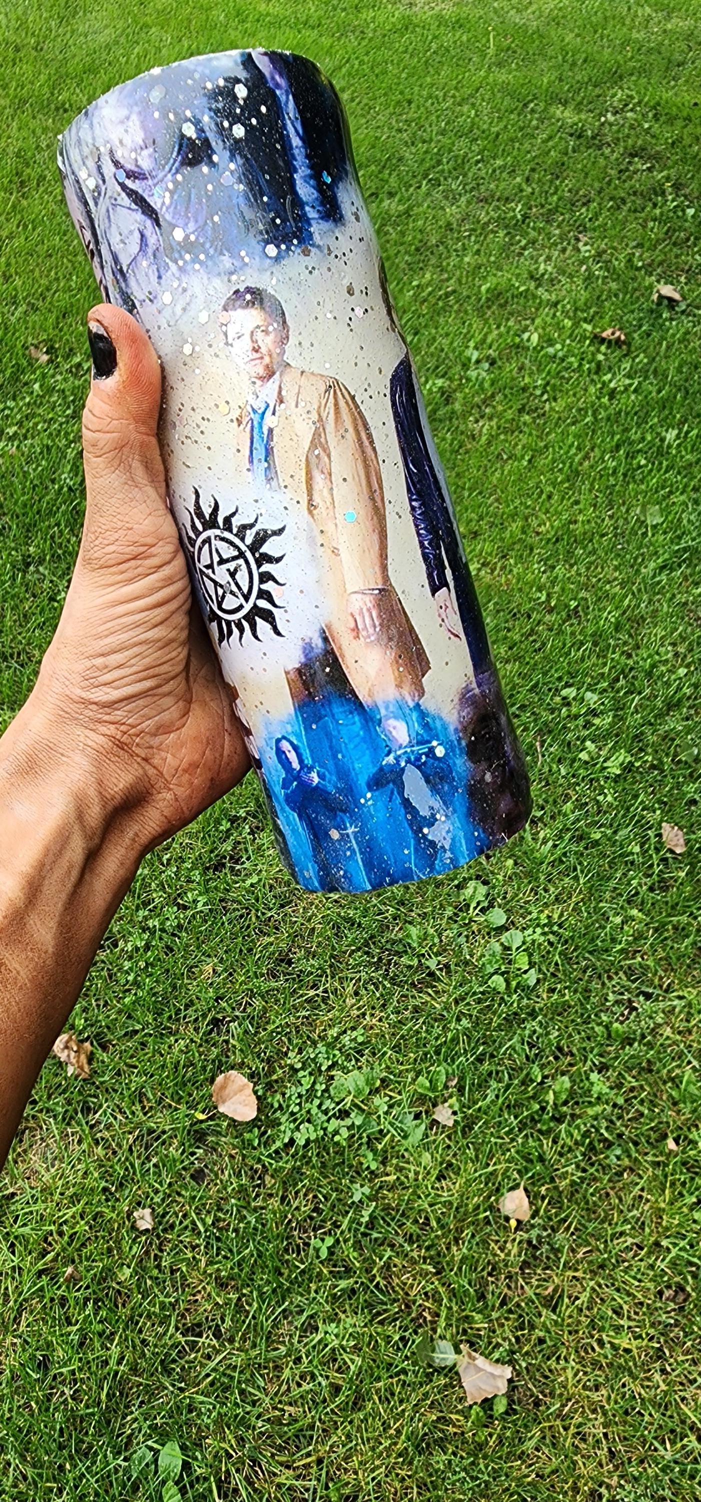 Supernatural Glitter Epoxy Tumbler: Handmade TV Show Fan Gift