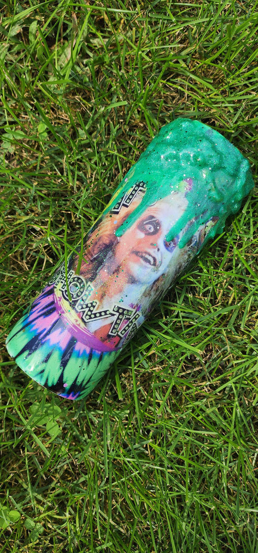 Tie-Dye Beetle Juice Epoxy Tumbler With Green Drip