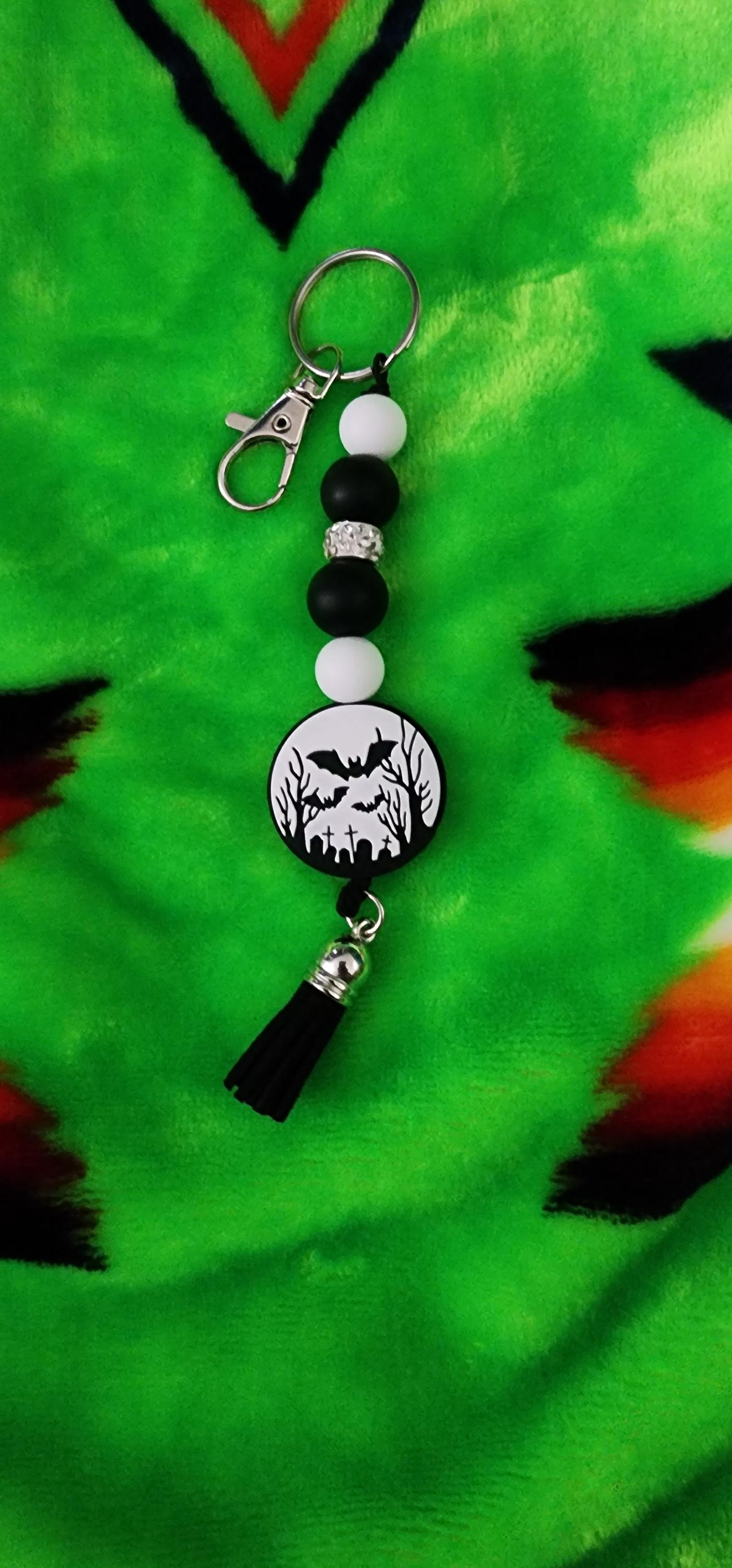 Handmade Graveyard Bat Keychain
