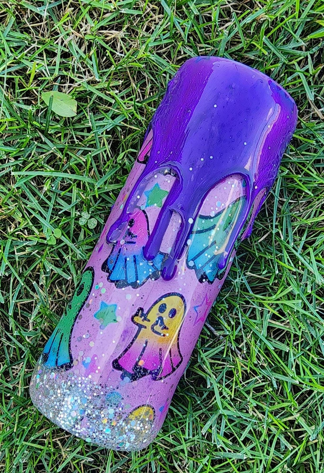 Zero Boos Given Tumbler: Sassy Rainbow Ghost Middle Finger - Spooky Drinkware