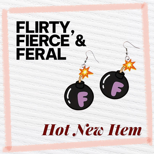 Bold, Blunt and Bomb AF – Unapologetic AF Earrings | Black & Purple F-Bomb Acrylic Dangle Earrings | Sassy Statement Jewelry - Hempin' Mayhem