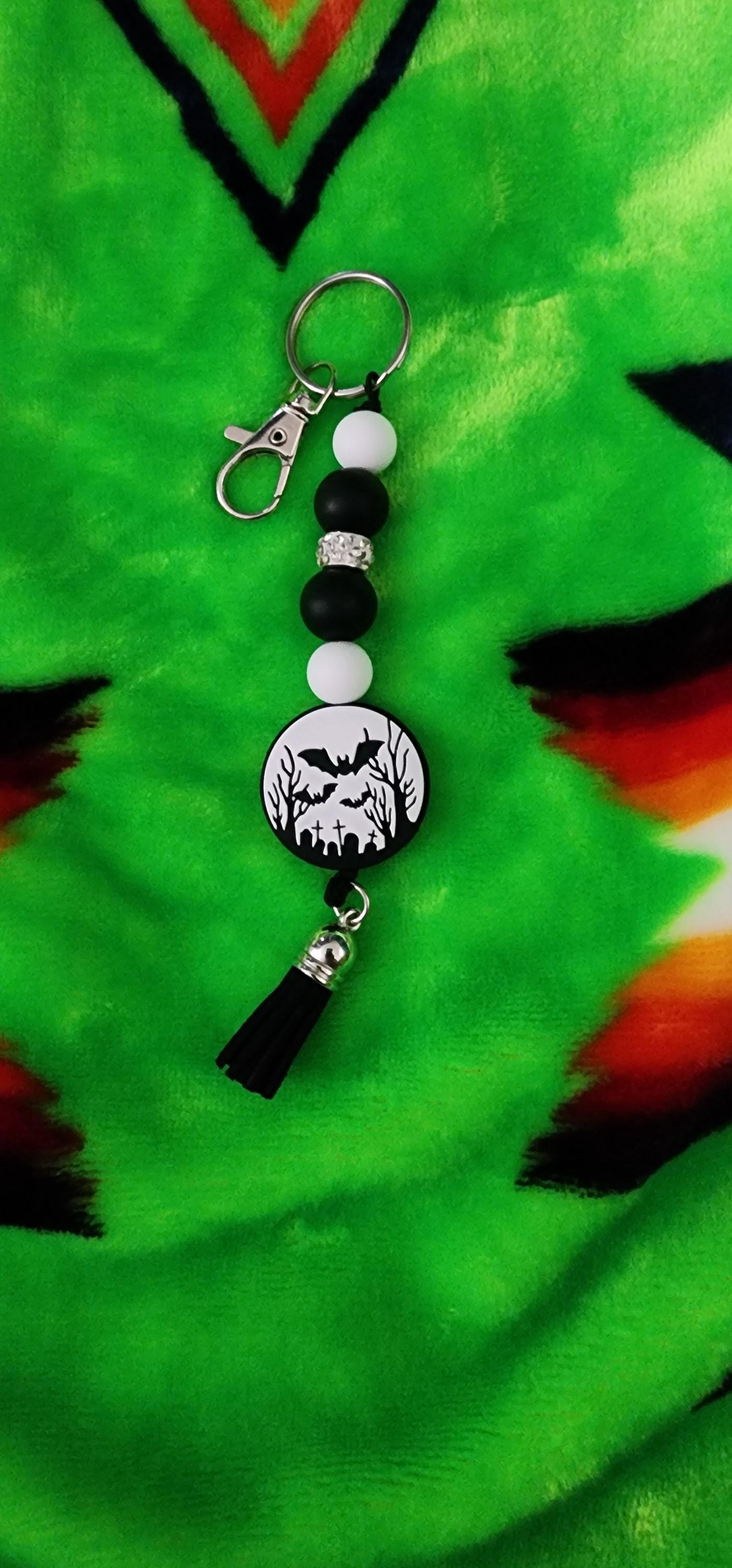 Handmade Graveyard Bat Keychain