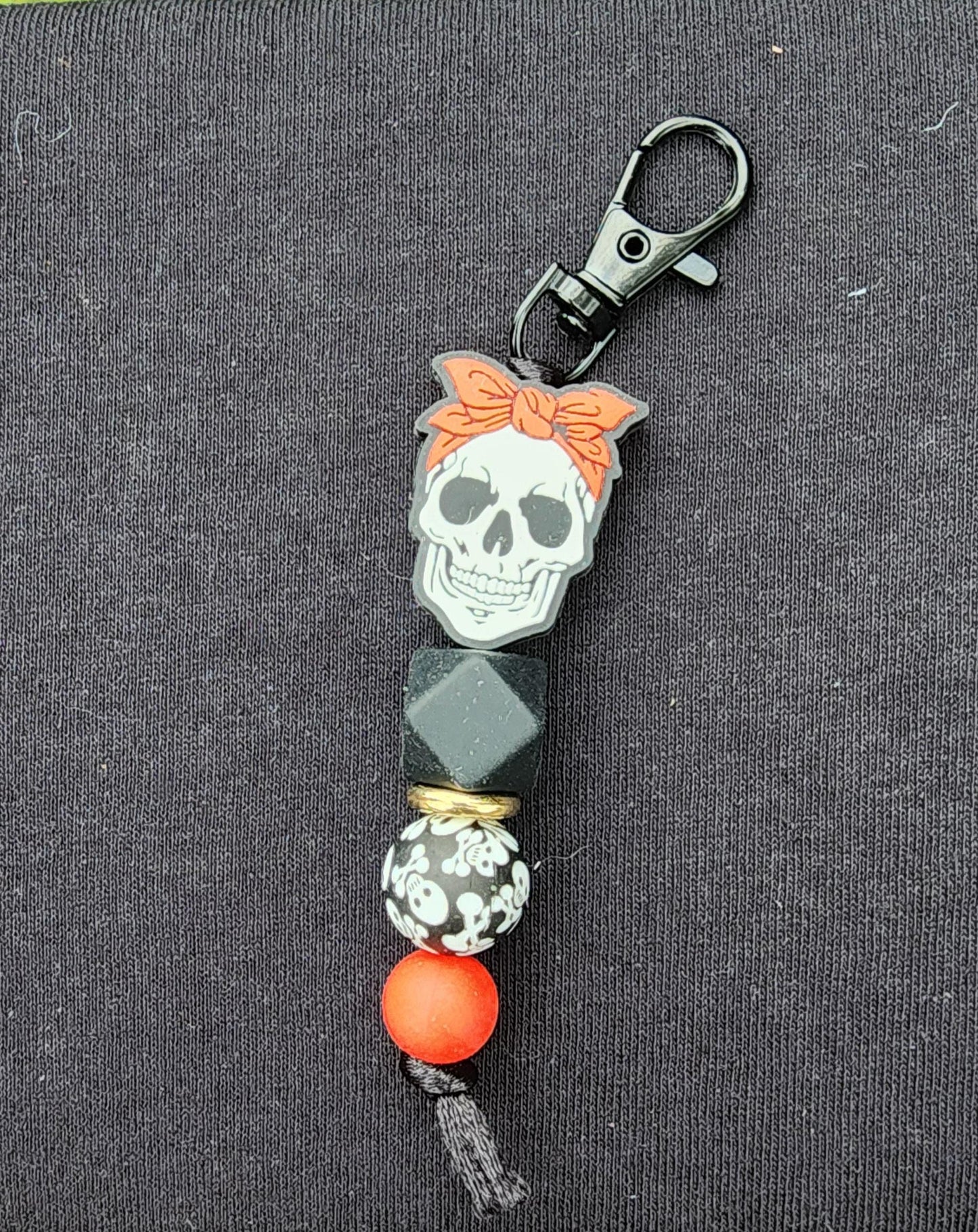 Handmade Skull Keychain: Bandana Charm