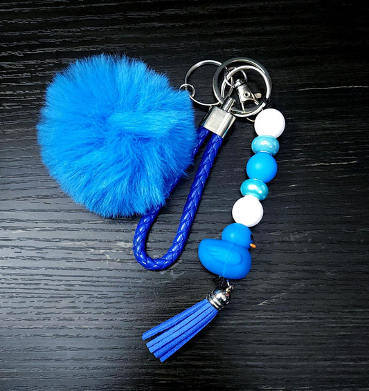 Wrist Lanyard Keychain with Stylish Duck & Fluffy Pom Pom – Cute Bag Charm Accessory for Keys, Gifts and Everyday Use - Hempin' Mayhem