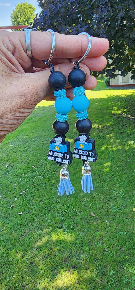 Kleenex Box “Allergic to Your Bullshit” Beaded Keychain – Funny Handmade Gift, Sassy Purse Charm, Statement keychain