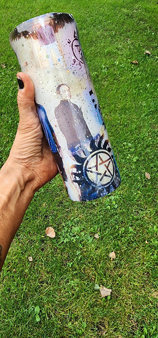 Supernatural Glitter Epoxy Tumbler: Handmade TV Show Fan Gift
