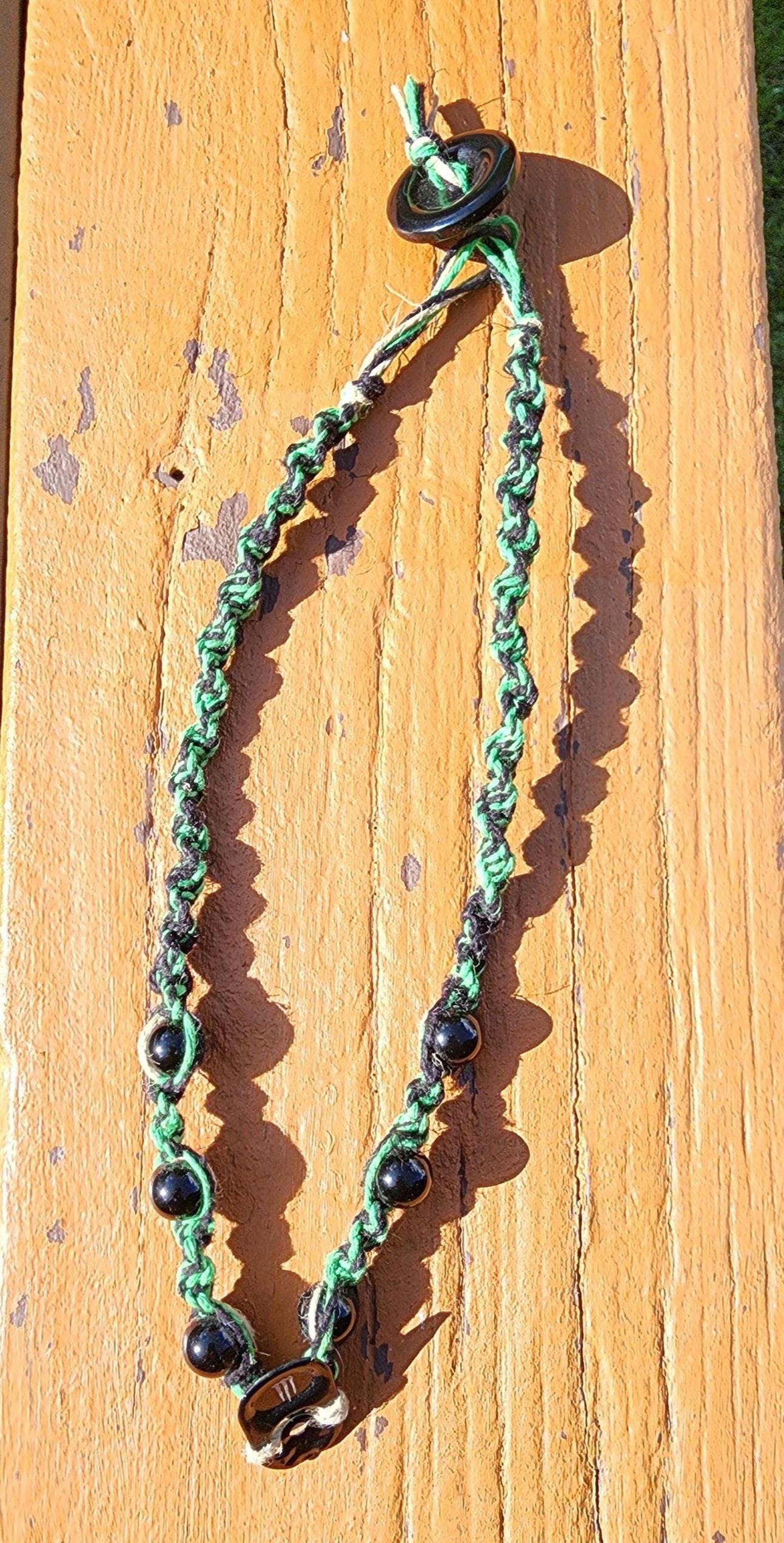 Chaos Gremlin Hemp Necklace: Upcycled Energy Tab, Goblin-Core Style