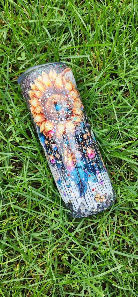 Handmade Dream Catcher Tumbler: Boho Glitter Stainless Steel Travel Mug