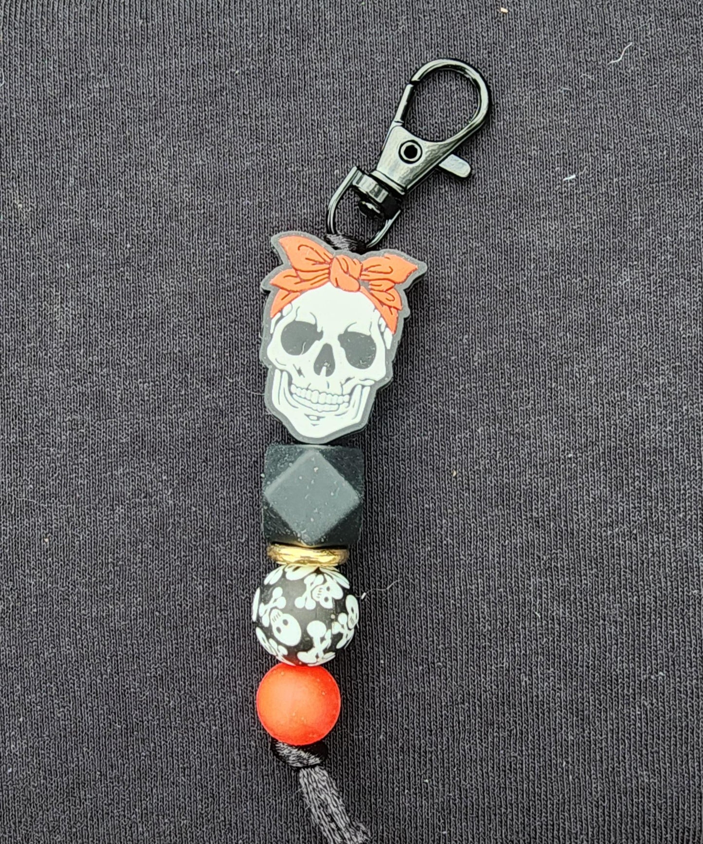 Handmade Skull Keychain: Bandana Charm