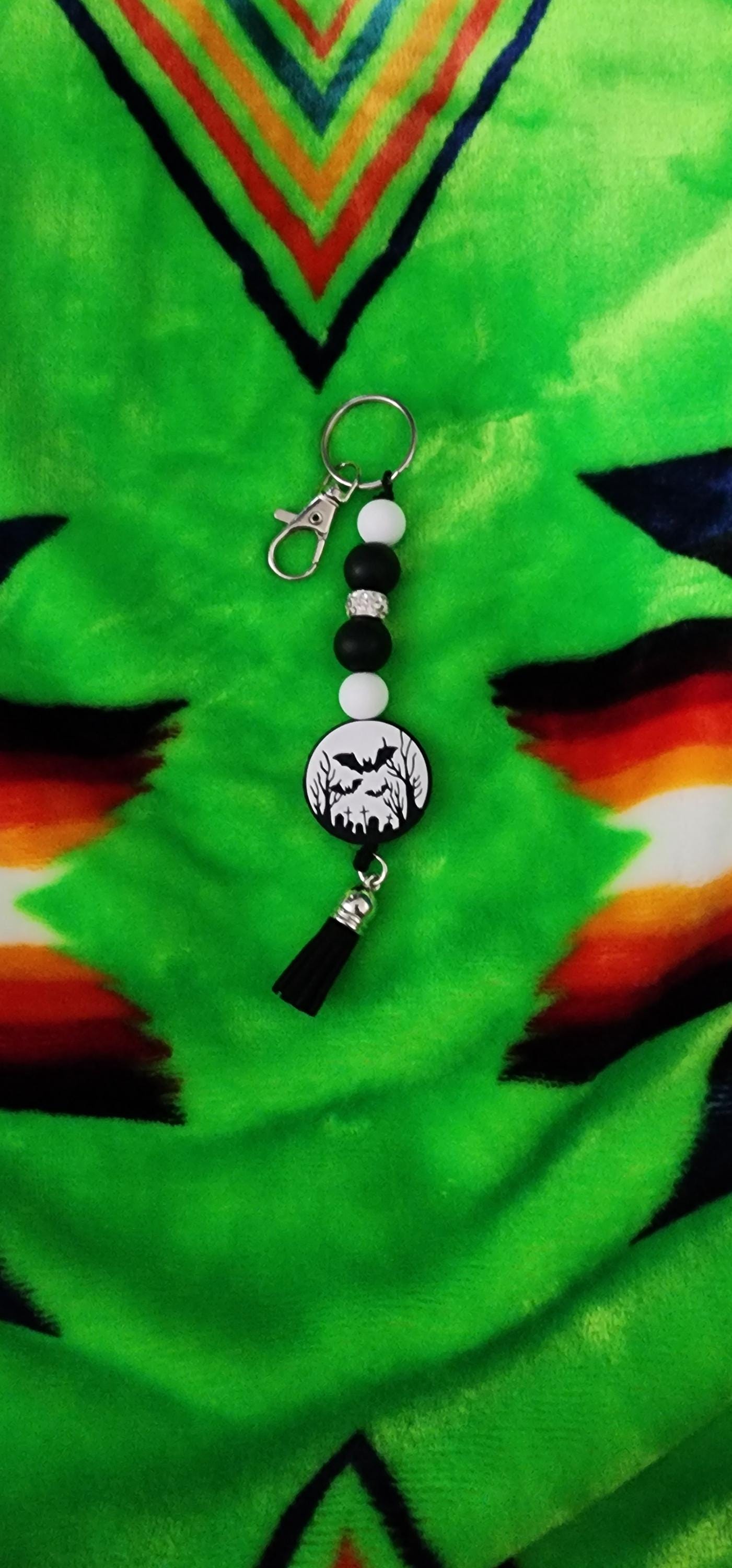 Handmade Graveyard Bat Keychain