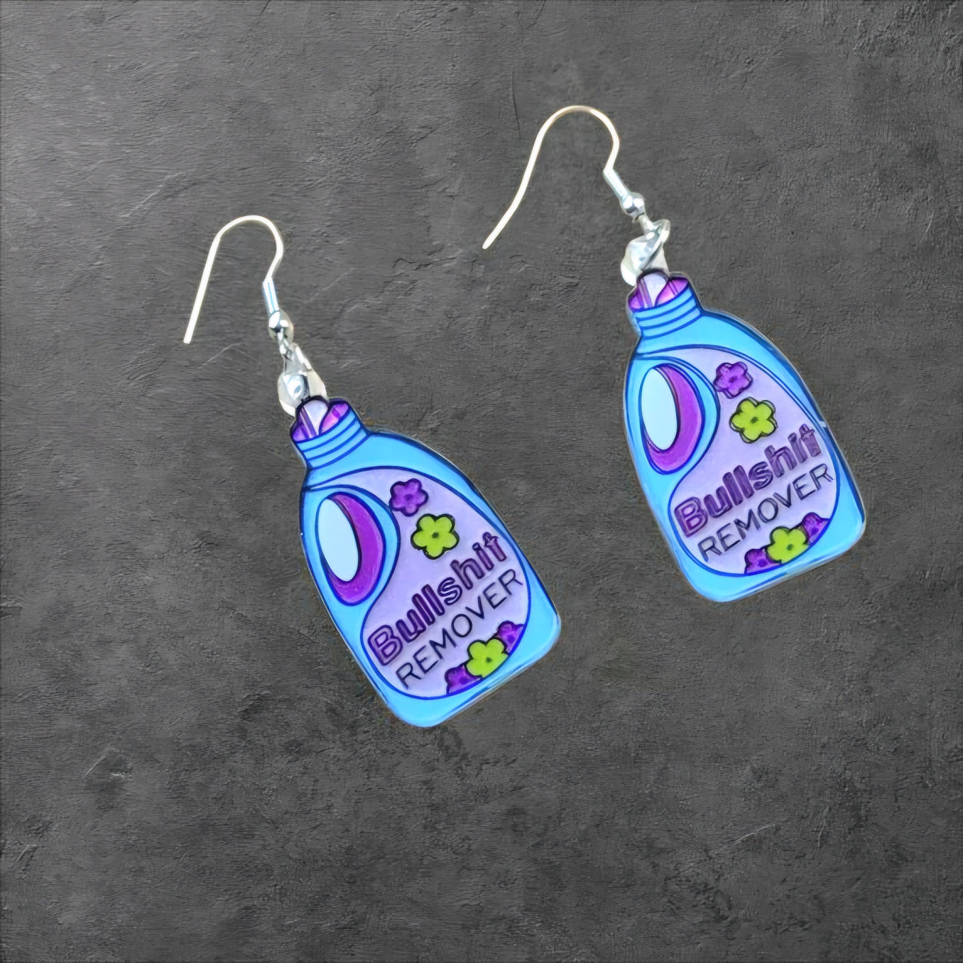 Bullshit Remover Earrings – Sassy Floral Dangles in Purple & Blue - Hempin' Mayhem