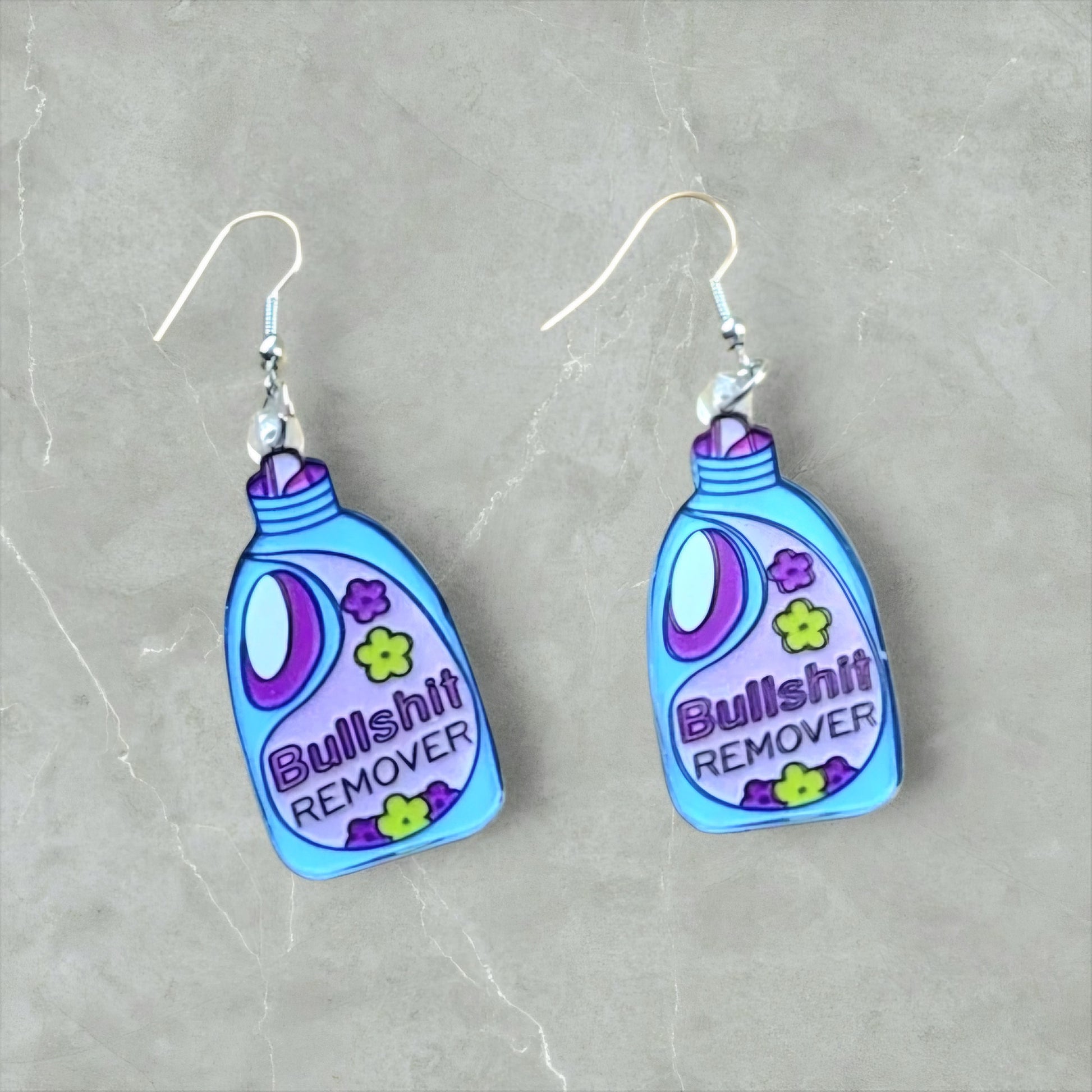 Bullshit Remover Earrings – Sassy Floral Dangles in Purple & Blue - Hempin' Mayhem