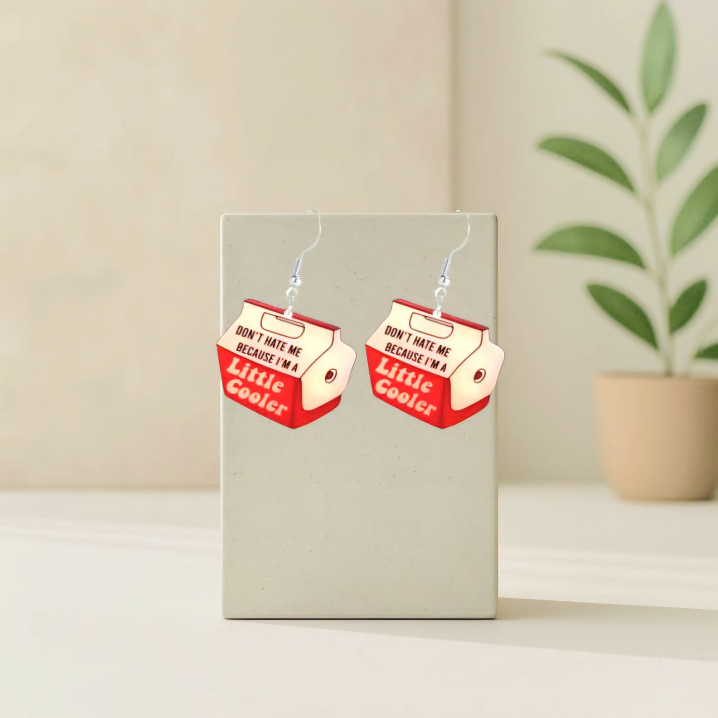 Don’t Hate Me Because I’m a Little Cooler – Red & White Baddie Statement Dangle Earrings | Sass-Drippin’ Acrylic Charms for the Bold & Unbothered - Hempin' Mayhem